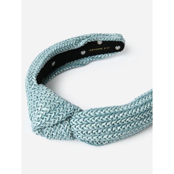 NEW Lele Sadoughi Braided Raffia Knotted Headband Women's Pacific Sky One Size - Picture 2 of 8